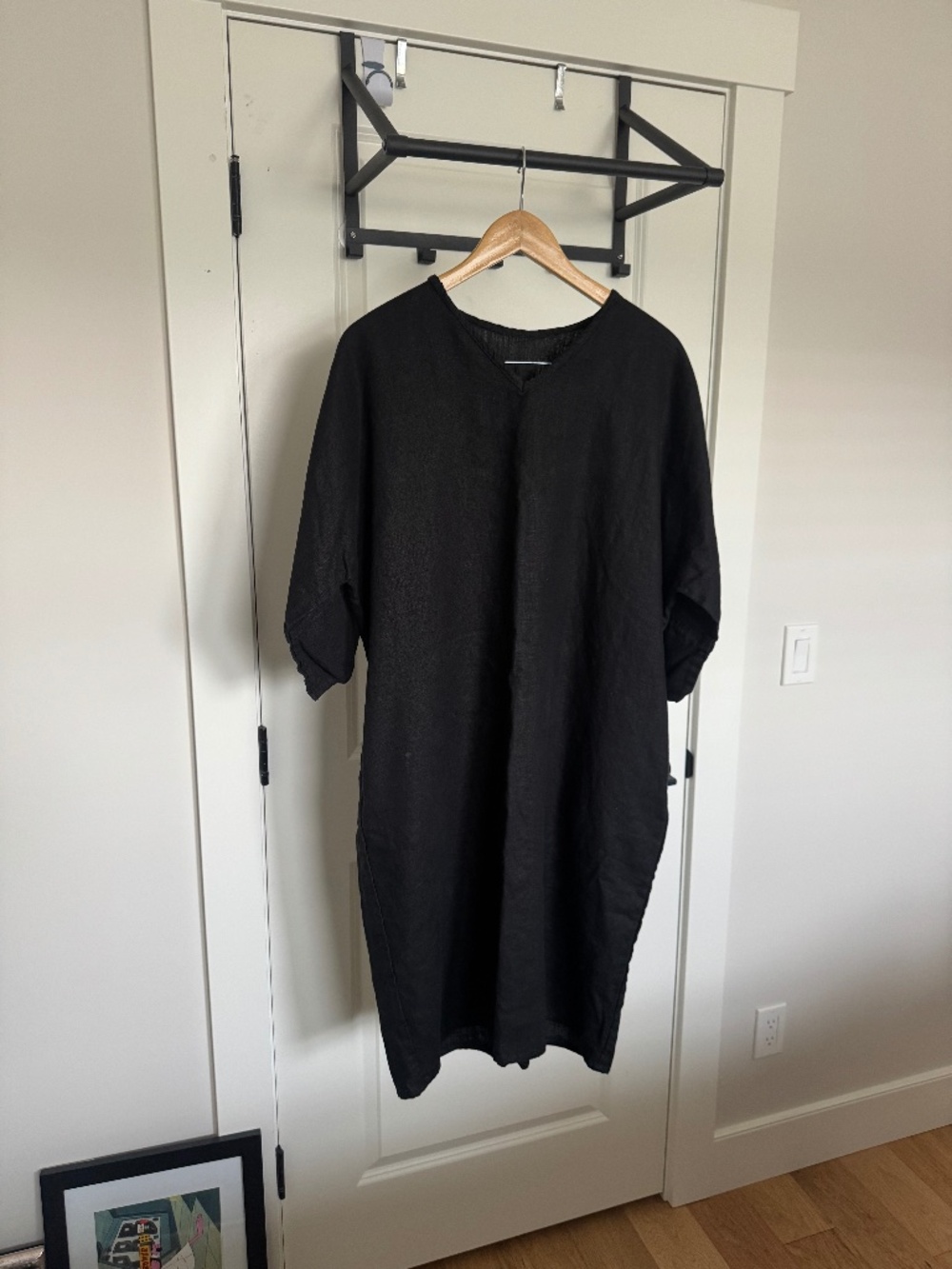 Black Linen Midi Dress NWOT